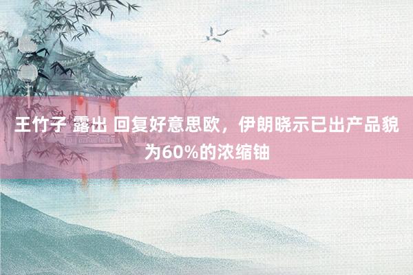 王竹子 露出 回复好意思欧，伊朗晓示已出产品貌为60%的浓缩铀