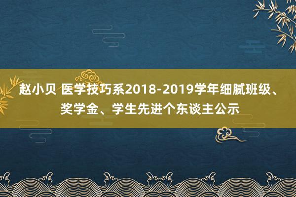 赵小贝 医学技巧系2018-2019学年细腻班级、 奖学金、学生先进个东谈主公示